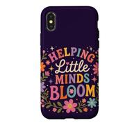 Custodia per iPhone X/XS Retro Teacher Helping Little Minds Bloom Floral Citazione