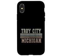 Custodia per iPhone X/XS Retro Troy città Michigan
