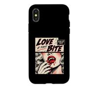 Custodia per iPhone X/XS Retro Vampire Halloween Love at First Bite Kiss or Treat