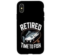 Custodia per iPhone X/XS Ritirato Time To Fish Funny Bass Fishing Retro
