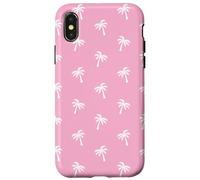 Custodia per iPhone X/XS Rosa Bianco Palm Tree Beach Pattern Design Donne Ragazze
