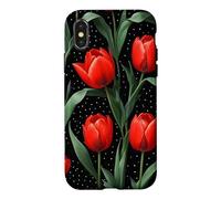 Custodia per iPhone X/XS Rose rosse Midnight Darkness Fiori Floreale