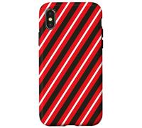 Custodia per iPhone X/XS Rosso Nero Bianco Linee Diagonali Strisce Geometriche