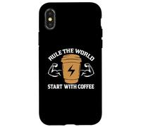 Custodia per iPhone X/XS Rule The World Star With Coffee Baristas Funny Coffee Lover