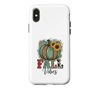 Custodia per iPhone X/XS Rustic Fall Vibes Zucca Girasoli Stampa Leopardata