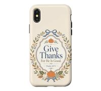 Custodia per iPhone X/XS Salmo del Ringraziamento cristiano vintage 107 Elogio autunnale