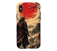 Custodia per iPhone X/XS Samurai all'alba sotto il sole cremisi