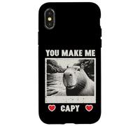 Custodia per iPhone X/XS San Valentino Capybara Selfie Make Me Capy Uomini Donne Bambini