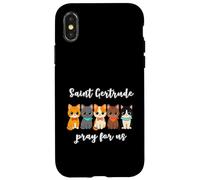 Custodia per iPhone X/XS Santa Gertrude di Nivelles Protettore dei Gatti