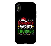 Custodia per iPhone X/XS Santa's Favorite Trucker Funny Christmas Trucker Xmas