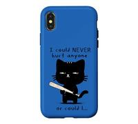 Custodia per iPhone X/XS Sarcastico gatto pipistrello non potrei mai ferire nessuno