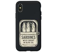 Custodia per iPhone X/XS Sardine Selvaggio Catturato in Olio D'oliva Divertente Retrò Vintage
