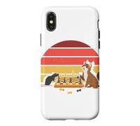 Custodia per iPhone X/XS Scacchiera con tappetino per gatti