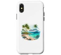 Custodia per iPhone X/XS Scena tropicale delle vacanze sulla spiaggia dell'oceano della nave da croci