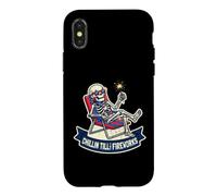Custodia per iPhone X/XS Scheletro Chillin Till The Fireworks Funny 4th of Lazy Luglio