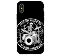 Custodia per iPhone X/XS Scheletro Drummer Everything Will Kill You Funny