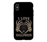 Custodia per iPhone X/XS Scheletro Mani Cuore I Love Halloween Spider Costume