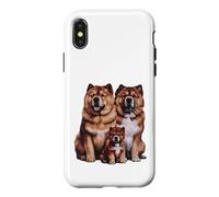 Custodia per iPhone X/XS Schizzo e disegno della famiglia di cuccioli di Chow Chow.
