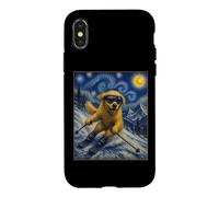 Custodia per iPhone X/XS Sci Golden Retriever Art Sciatore Cane su Ski Hill