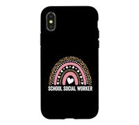 Custodia per iPhone X/XS Scuola Assistente sociale Leopard Rainbow