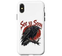 Custodia per iPhone X/XS See Ya Soon Raven Crow Red Moon Halloween Horror