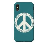 Custodia per iPhone X/XS Segno di pace pace terra retrò vintage simbolo mondo pace