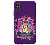 Custodia per iPhone X/XS Shiba Inu DJ K-Pop Party Cane Divertente