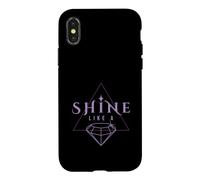 Custodia per iPhone X/XS Shine Like A Diamond Viola Motivazione Energia Positiva