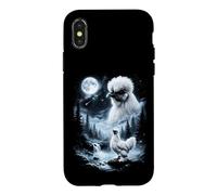 Custodia per iPhone X/XS Silkie Pollo Ululando alla Luna 90's Retro