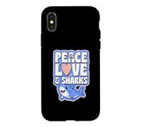 Custodia per iPhone X/XS Simbolo di pace amore e squali cuore pace