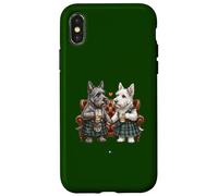 Custodia per iPhone X/XS simpatici divertenti scotch terrier cani whisky amore Scozia