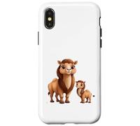 Custodia per iPhone X/XS Simpatico design a forma di cammello con mamma e bambino