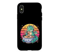 Custodia per iPhone X/XS Simpatico drago kawaii che mangia ramen noodles design