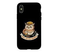 Custodia per iPhone X/XS Simpatico e divertente nonno gufo annuncio Papa Wise Bird