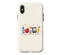 Custodia per iPhone X/XS Simpatico materiale scolastico Crew Back to School Cartoon Design