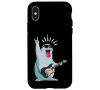Custodia per iPhone X/XS Simpatico sigillo Rockstar che suona la chitarra divertente design animale