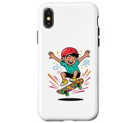 Custodia per iPhone X/XS Skateboard Kid Cartoon Ollie Fun Pattinaggio