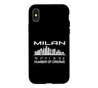 Custodia per iPhone X/XS Skyline Milano Silhouette GPS Coordinate Lombardia Italia