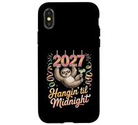 Custodia per iPhone X/XS Sloth Tshirt Hanging Happy New Year Party 2027