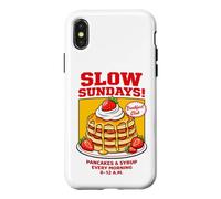 Custodia per iPhone X/XS Slow Sundays Pancake Breakfast Funny Illustration Graphic