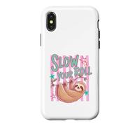 Custodia per iPhone X/XS Slow Your Roll Bradipo Appeso Rilassante Animale