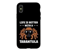 Custodia per iPhone X/XS Small Spider quote funny Life is better with a tarantula