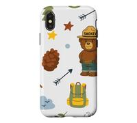 Custodia per iPhone X/XS Smokey Bear Cute Outdoor Hiking Pattern