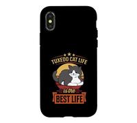 Custodia per iPhone X/XS Smoking Cat Life Is The Best Life Retro Vintage Style