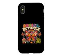 Custodia per iPhone X/XS Sociale Farfalla Hippie Fiore Potenza Pace Vibes Ragazze Felice