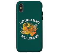 Custodia per iPhone X/XS Sollevare come una bestia Chill Like A Koi, divertente sollevamento pesi