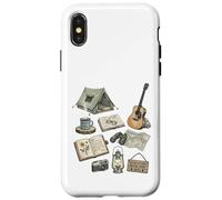 Custodia per iPhone X/XS Solo Nature - Diario da campeggio, vintage, con icone della foresta