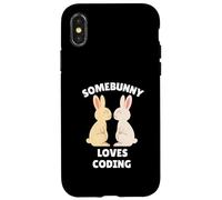 Custodia per iPhone X/XS Somebunny ama programmare Cute Easter Bunny Software Engineer