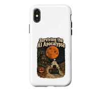 Custodia per iPhone X/XS Sopravvivere allo scheletro di Halloween retrò dell'apocalisse IA