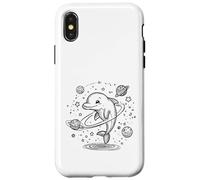 Custodia per iPhone X/XS Sorridente delfino esploratore cosmico con pianeti e stelle